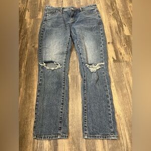 Anthropologie Pilcro Boyfriend Distressed Jeans 29 Medium Wash Slim Straight Leg